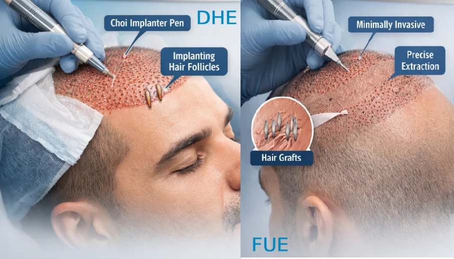 ⭐ الفرق بين زراعة الشعر بتقنية FUE و DHI